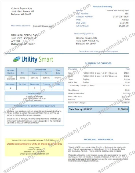 UNITED KINGDOM UTILITY SMART utility bill Word and PDF template